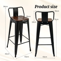 Chaises de bar de jardin en gros à prix abordable pour cuisine, chaise Tolix en acier noir avec assise en métal