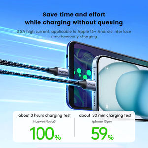 UGREEN 2 в 1 USB a кабель USB a к USB C/Микро зарядный кабель нейлоновый Плетеный материал - Product Image 2