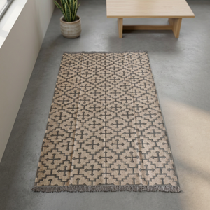 Modern Geometric Jute Area <b>Rug</b> Rectangle Flat Weave Non-Slip Living Room <b>Rug</b> Beige Gray Patterned <b>Thin</b> Pile - Product Image 5