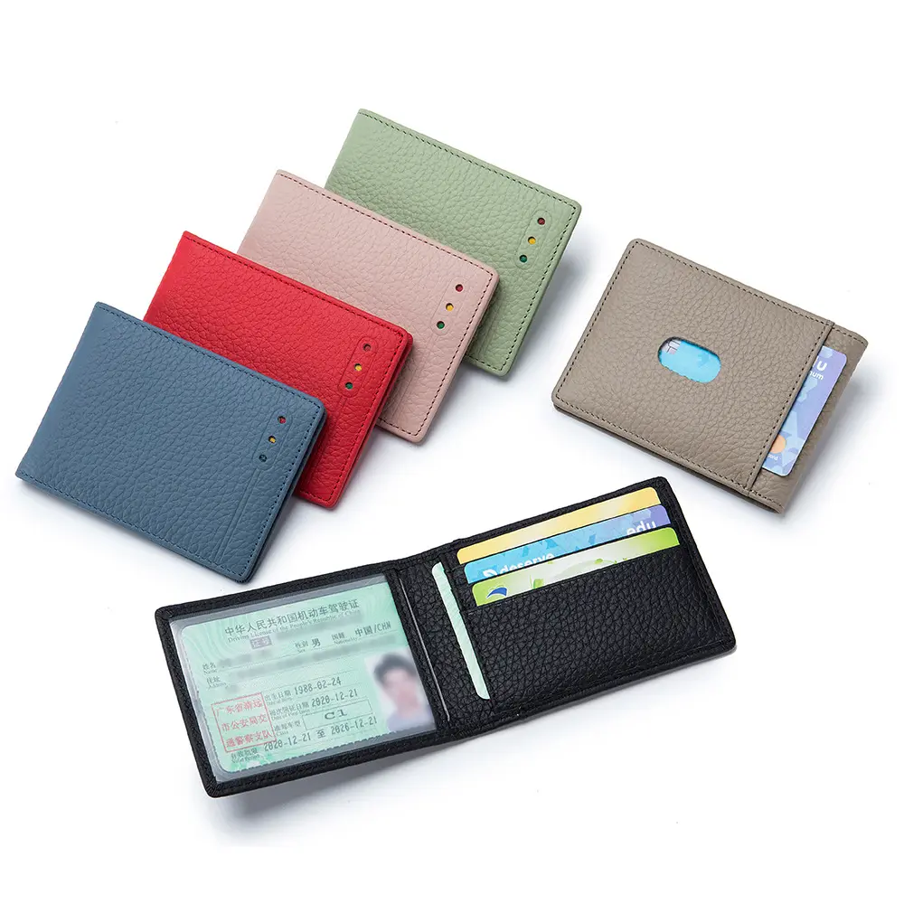 RFID Blocking Card Holder Wallet Driver License Purse Minimalist Genuine Leather Short Wallet
