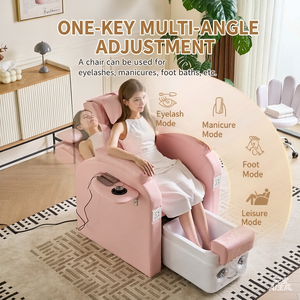 Fauteuil de pédicure électrique rose, inclinable et réglable, avec bain de pieds et lampe LED 7 couleurs - Product Image 6
