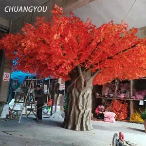 手作りグラスファイバー屋内屋外装飾ビッグハイシミュレーション偽秋の赤い木日本人工カエデの木