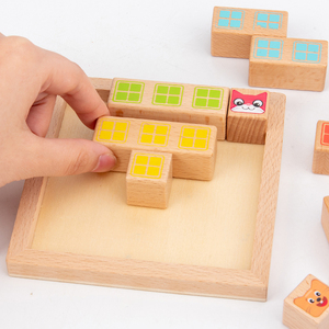 Blocs de construction en bois pour exercices, jouets de puzzle pour enfants, blocs d'entraînement à la pensée logique - Product Image 4