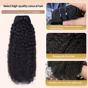 Cheveux vierges afro-kinky couleur naturelle 4C, trame nouée à la main, lot de perruques et extensions de cheveux africains - Product Image 6