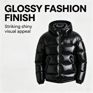 <strong>Men</strong> Shiny Glossy Hooded <strong>Padded</strong> Jacket Black Quilted Zip up Outerwear Fashion Short Winter <strong>Coat</strong> for Male Urban Street Casual Look - Product Image 2