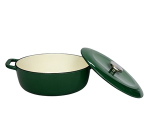 <span class=keywords><strong>Cocotte</strong></span> <span class=keywords><strong>Ovalada</strong></span> de Hierro Fundido Esmaltado Verde Premium 2026, Olla Holandesa Antiadherente para Cocinar y Hornear en Casa - Product Image 1
