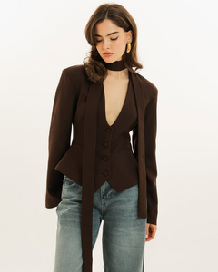 Abrigo de Lana/Seda para Mujer, Estilo Elegante, Color Liso, Cintura Ajustable con Botones, Cuello en V Profundo, Manga Larga, Venta al por Mayor de Fábrica, Premium - Product Image 6