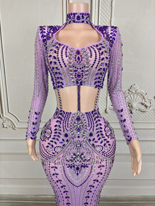 Novance Y4472 nuovi prodotti di tendenza viola di lusso strass Vestidos De abiti da ballo donna eleganza da sera per il matrimonio - Product Image 6