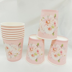 จานกระดาษลายดอกไม้ DAMAI ชุดพรีเมียมสำหรับงานเลี้ยงวันเกิดเด็ก งานเลี้ยงน้ำชา รูปทรงดอกไม้ สีชมพู พร้อมถ้วยและผ้าเช็ดปาก - Product Image 5