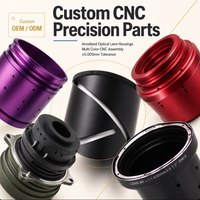 Kit de boîtier de lentille optique anodisé de précision CNC personnalisé, assemblage multicolore violet, rouge, vert, ±0,005 mm, OEM ODM