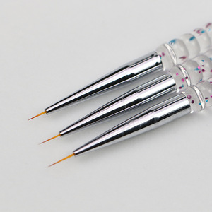 3Pcs Glitter Handle Nylon Nail Art Brush Set <b>Plastic</b> Liner Painting Pens for Gel <b>Polish</b> Line Drawing - Product Image 6