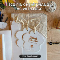 Étiquette suspendue en carton en forme de cœur de fleur blanche coréenne avec logo anti-contrefaçon personnalisé, respectueuse de l'environnement et de forme personnalisée