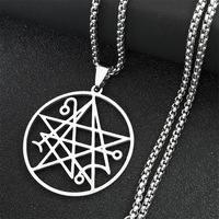 Necronomicon Acier Inoxydable Long Collier Hommes Satanique Pendentif LOVECRAFT CTHULHU patchsatanic bijoux