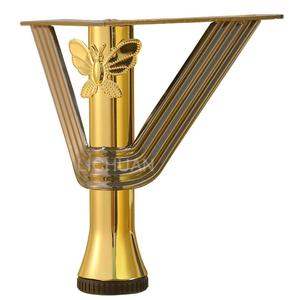 Patas de Metal Dorado para Muebles, Trident, Patas para Sofá o Gabinete, Acero Inoxidable Pesado de 3 Pulgadas, Acabado Negro y Dorado Mate - Product Image 1