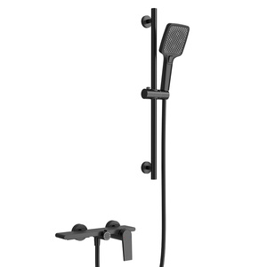 Robinet de baignoire et de <span class=keywords><strong>douche</strong></span> de luxe à 3 trous en laiton noir mat, mitigeur <span class=keywords><strong>eau</strong></span> chaude et froide avec cartouche céramique pour hôtels et usage domestique - Product Image 1