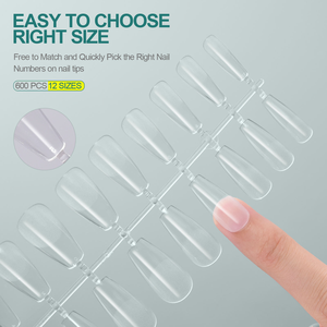 <span class=keywords><strong>Nailpop</strong></span> เล็บอะคริลิคทรงโลงทรงก่อน120ชิ้นแบบครึ่งด้านคลุมทั้งหมด12ขนาดปลายเล็บเจลแบบนิ่มออกแบบสไตล์สำหรับนิ้ว - Product Image 2