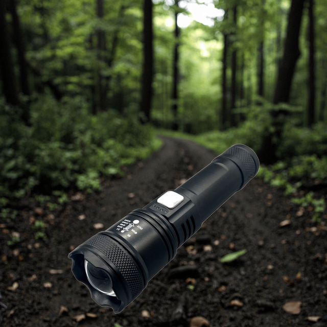 High Power 10W USB Rechargeable LED Tactical Flashlight with Dimmable Zoom for Camping Hiking & Survival Outdoor Activities