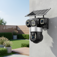 COSFLOW 3 Kamera Keamanan CCTV Luar Ruangan Nirkabel 4G Solar PTZ 3 Lensa 360 Derajat Penglihatan Malam Instalasi Cepat Garansi 1 Tahun