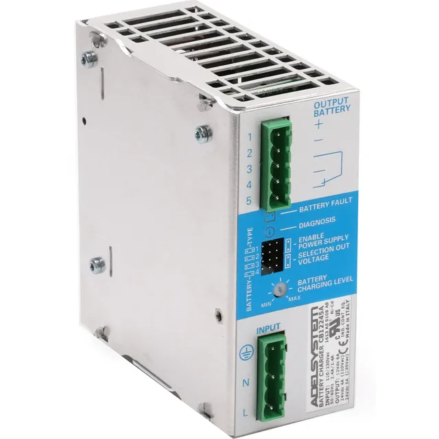Adelsystem Battery Charger CB12245A 24V 6.5A Industrial Desktop 120W Input 100-230VAC Made in Italy