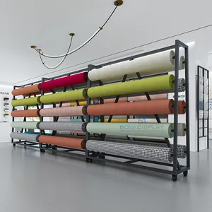Thiết kế mới tùy chỉnh phổ biến vải thảm thảm mẫu vải cuộn hiển thị đứng tủ kệ cho showroom triển lãm