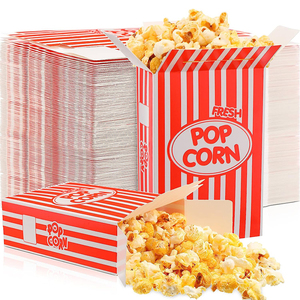 Wholesale Custom Printed Logo Kraft Paper Popcorn Boxes Movie Theater Decor Paper Pop Corn Boxes For Carnival Circus Party