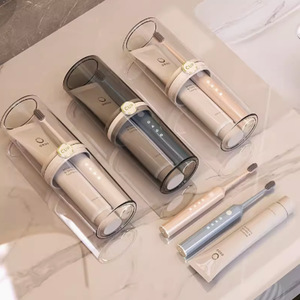 Ensemble de gobelets de voyage portables pour brosses à dents, transparents, gris et blancs, anti-poussière, pour la salle de bain et les voyages - Product Image 2