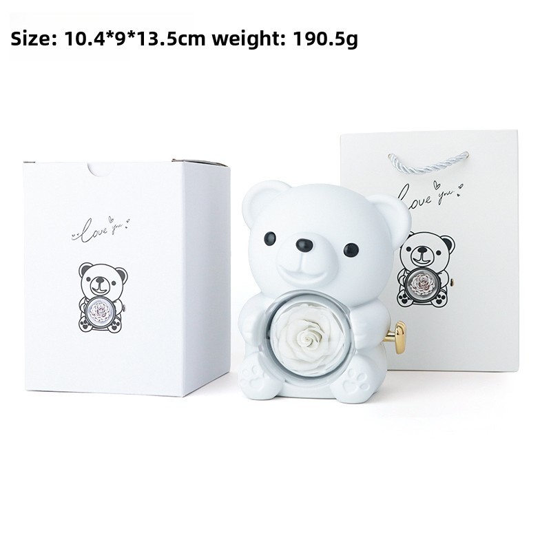 White Eternal Flower Gift Box + Color Box + Handbag