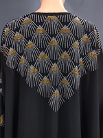 Robe de soirée de luxe pour femme grande taille, sans couture, pour l'Aïd, l'hiver, l'automne, les cocktails, les mariages, abaya à manches longues, ouverte sur le devant