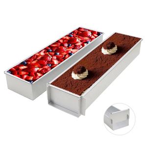 Bandeja Caja Contenedor Molde para Pastel Tiramisú de Aluminio Anodizado de 40 cm con Tapa Transparente - Product Image 1