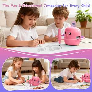 子供向け音声インタラクティブ教育用描画ロボットマシン 150枚カード モンテッソーリ学習 プラスチック玩具 3～8歳 男の子 女の子向け (ピンク) - Product Image 6