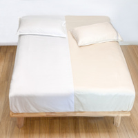 Parure de draps-housses de luxe en bambou lyocell 60S, tissée, écologique, toutes saisons, blanc + ivoire, 300 fils, tailles personnalisables