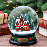 Boule à neige musicale personnalisée de haute qualité Maison de village en résine écologique pour les cadeaux de vacances