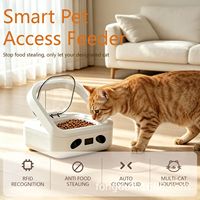 Distributeur automatique intelligent pour animaux de compagnie avec détection par puce RFID, anti-effraction, alimentation programmée pour ménages multi-chats avec double alimentation