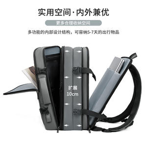 Mochila multifuncional expandible para viajes de negocios con compartimento para portátil y puerto USB gris negro azul - Product Image 3