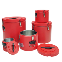 Ember Makanan & Minuman Terisolasi Merah 10L-60L dengan Pegangan Kunci Pengunci, Wadah Penyimpanan Termal untuk Susu, Teh, Sup, Panas & Dingin