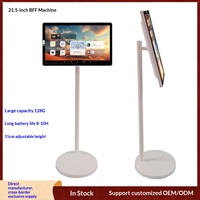Écran TV intelligent LCD 21,5 pouces alimenté par batterie, caméra interactive portable 1080P avec roues pour magasin de détail, déplacement facile en intérieur