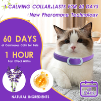 Collier apaisant réglable pour chiens et chats, à phéromones, étanche, anti-anxiété, avec couleur unie et étiquette OEM