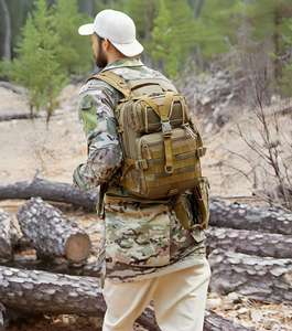 กระเป๋าเป้สะพายหลังลายพรางสำหรับตกปลากลางแจ้ง ทนทานต่อสภาพอากาศ กระเป๋าเป้ 2-in-1/กระเป๋าแบบยุทธวิธี ความจุขนาดใหญ่ สะพายไหล่คู่ - Product Image 1