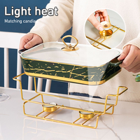 Hot Sale Marmor Buffet Catering Restaurant Food Warmer Set Luxus Rechteck Keramik Chafing Dish mit Ständer