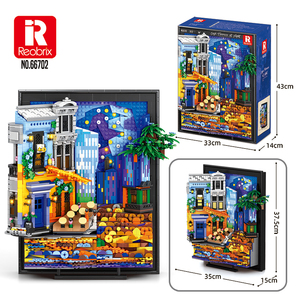 Reobrix 66702 <span class=keywords><strong>Café</strong></span> <span class=keywords><strong>de</strong></span> <span class=keywords><strong>Van</strong></span> <span class=keywords><strong>Gogh</strong></span> en terrasse la <span class=keywords><strong>nuit</strong></span>, 2678 pièces, blocs <span class=keywords><strong>de</strong></span> construction avec cadre LED mural/<span class=keywords><strong>de</strong></span> bureau, ensemble <span class=keywords><strong>de</strong></span> collection artistique - Product Image 6