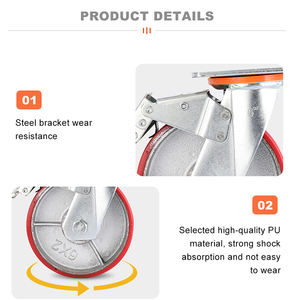 5 polegadas PU giro Universal Industrial resistente alta capacidade 350kg ferro fundido rodízio rodas com freio - Product Image 4