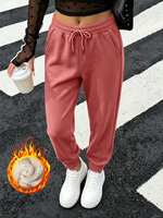 Pantalon de jogging décontracté pour femme, doublé polaire épais, avec cordon de serrage à la taille et chevilles côtelées, idéal pour l'entraînement et la détente