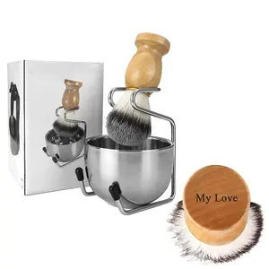 Wholesale 3pcs Wood Shaving Brush And Bowl Set For Men
