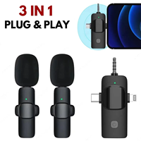 Microphone Lavalier sans fil compact avec perche pour caméra de téléphone et enregistrement vidéo de caméra d'action avec qualité sonore HD