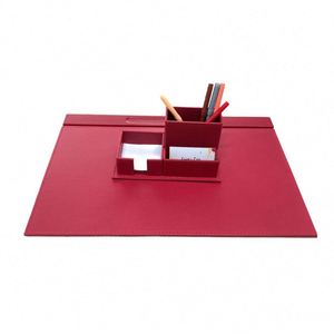 Luxury <b>Large</b> <b>Desk</b> Organizer Set Office Supplies with Mesh Metal Includes Desktop Pad Mouse Pad Stationery-Leather <b>Desk</b> Set - Product Image 2