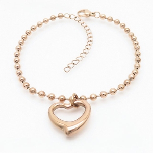Nouveauté Bracelet Minimaliste avec Charme Cœur Ouvert Plaqué Or 18K Acier Inoxydable 316L Chaîne Fine à Maillons - Product Image 1