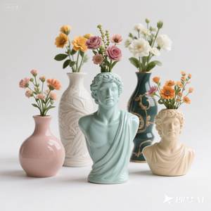 تمثال ديفيد اليوناني على شكل مزهرية - تمثال نصفي للرأس كديكور منزلي روماني - ديكور من الأساطير اليونانية - هدية وتحفة لتزيين طاولة القهوة - Product Image 2