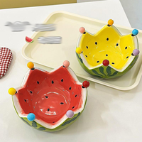 Plateau à fruits en céramique créatif, peint à la main, avec fourchettes, grande capacité, pour salon, table basse, bols à fruits, assiettes