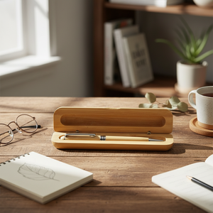 Penna a Sfera Ecologica in Bambù con Larghezza di Scrittura 0.7mm e 1.0mm, Penna Promozionale Sportiva e Aziendale in Legno con Scatola Inclusa - Product Image 3