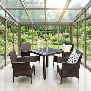 Ensemble de chaises et table de jardin en <span class=keywords><strong>rotin</strong></span> tissé à la main pour terrasse, salon de jardin, cour, bord de piscine - Product Image 4